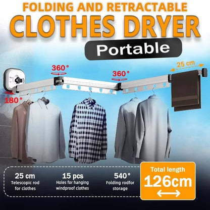 Clothes Drying Rack Wall-mounted Folding With Telescopic Multi-angle Rotating Arms - Image 7