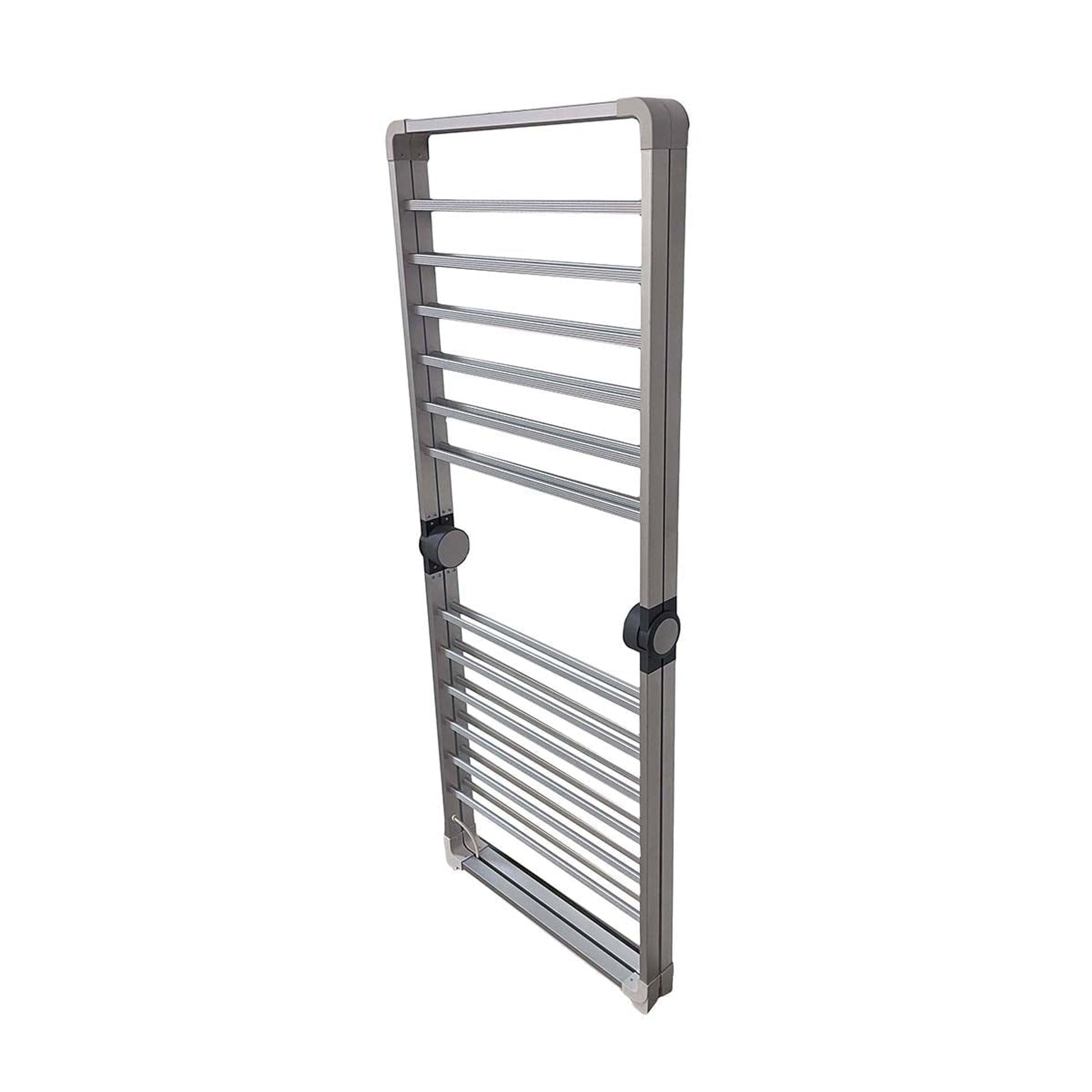 Clothes Drying Rack With Aluminum Frame Garment Space-Saving Vertical Design Folds Completely Flat Protective Feet And Corner Guards - Image 5
