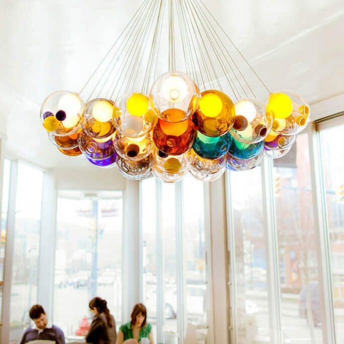 Cluster Glass Pendant Light with Multi-Color Bubble Chandelier - Image 8