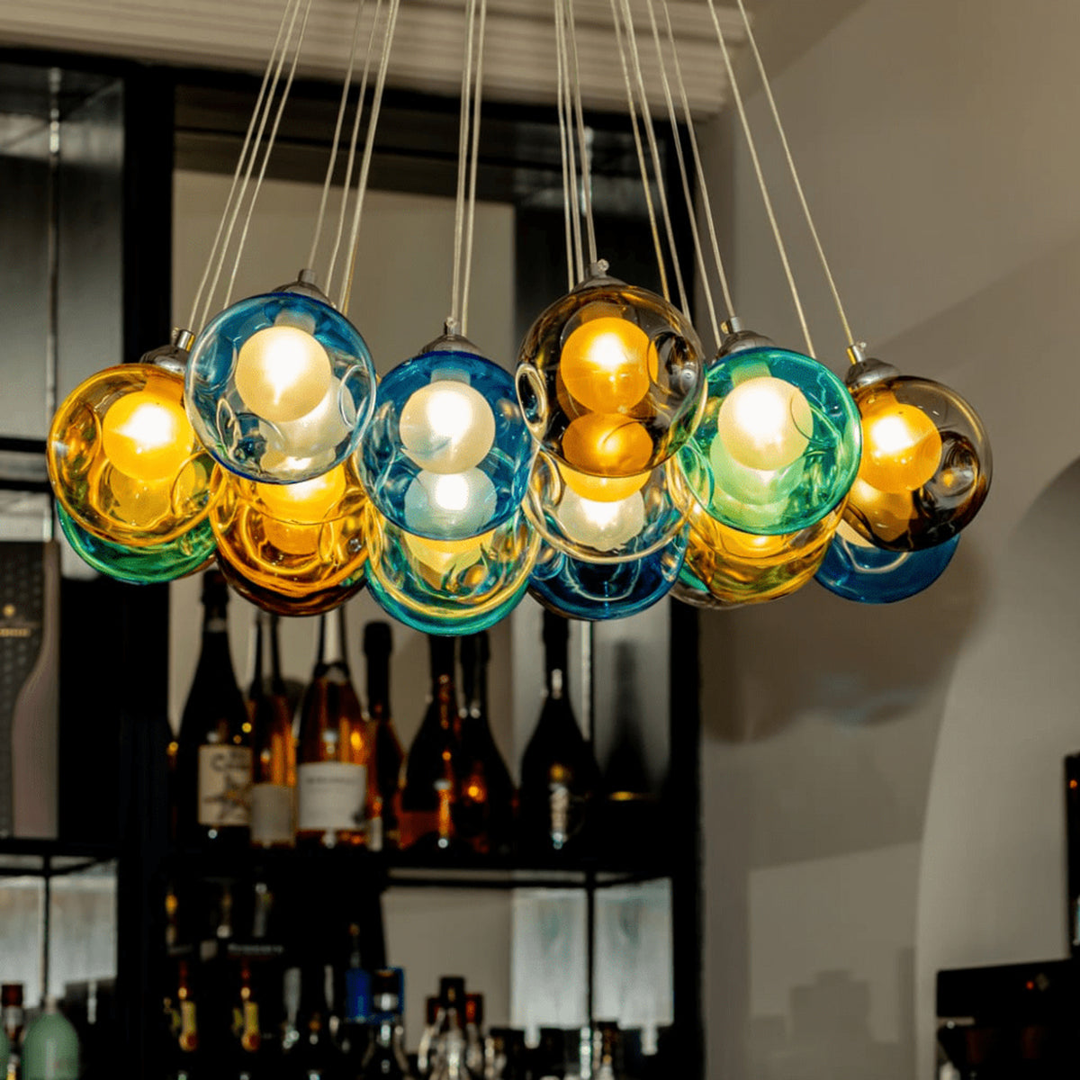 Cluster Glass Pendant Light with Multi-Color Bubble Chandelier - Image 2