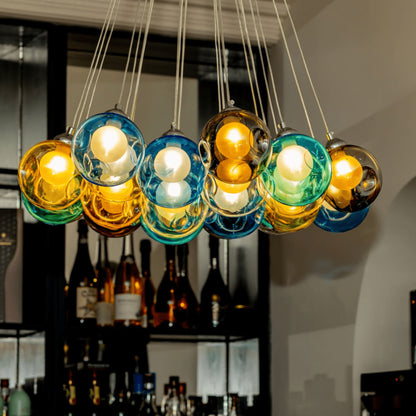 Cluster Glass Pendant Light with Multi-Color Bubble Chandelier - Image 2