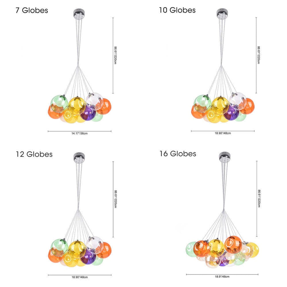 Cluster Glass Pendant Light with Multi-Color Bubble Chandelier - Image 6