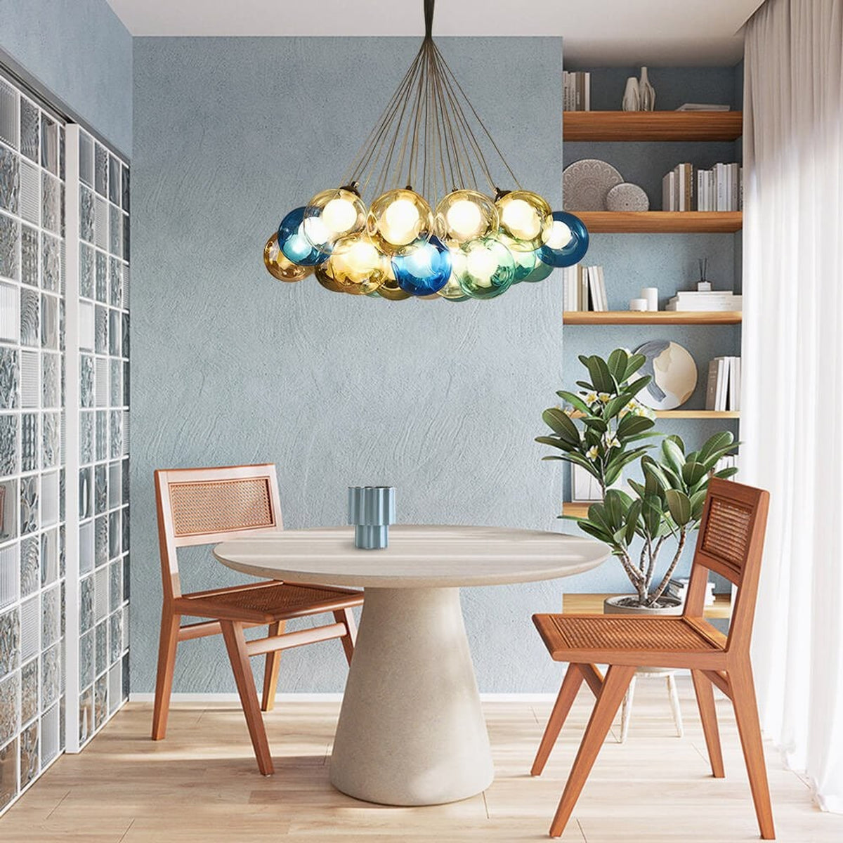 Cluster Glass Pendant Light with Multi-Color Bubble Chandelier - Image 15