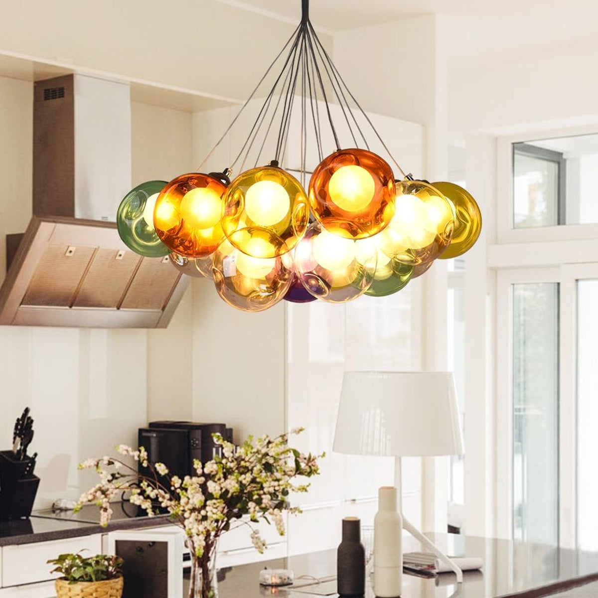 Cluster Glass Pendant Light with Multi-Color Bubble Chandelier - Image 13