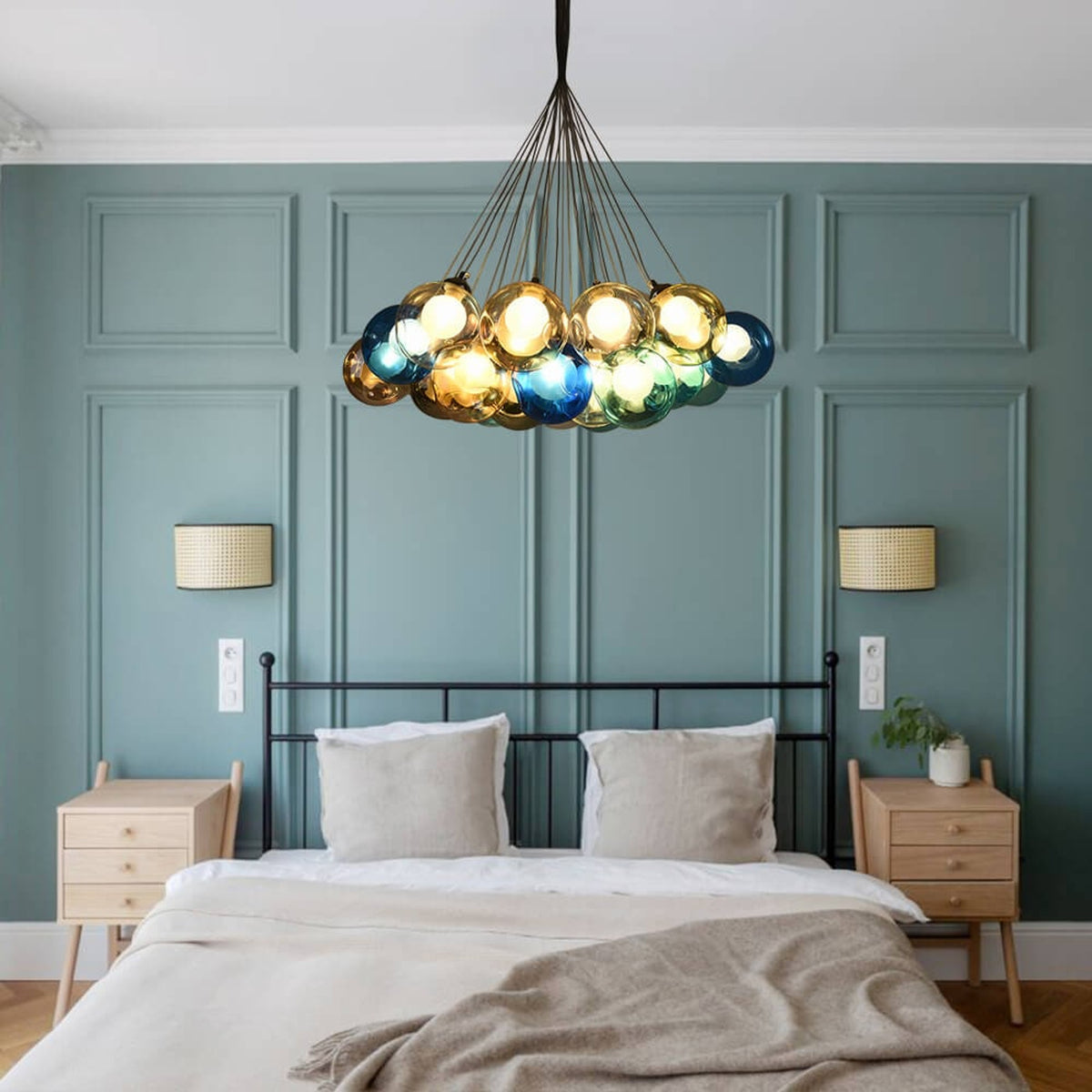 Cluster Glass Pendant Light with Multi-Color Bubble Chandelier - Image 12