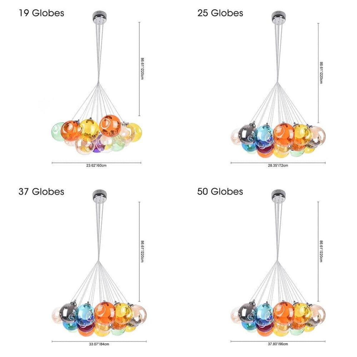 Cluster Glass Pendant Light with Multi-Color Bubble Chandelier - Image 7