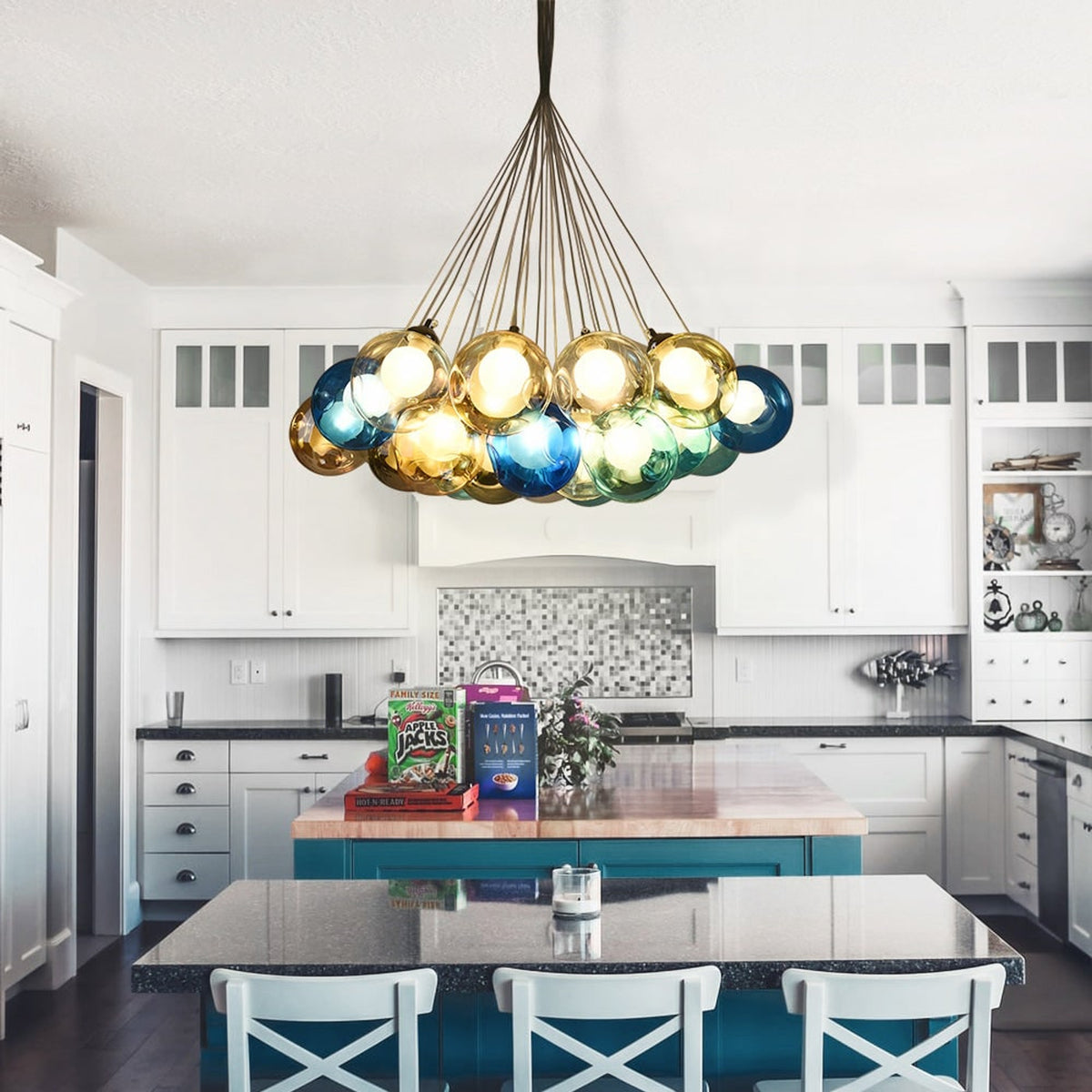 Cluster Glass Pendant Light with Multi-Color Bubble Chandelier - Image 14