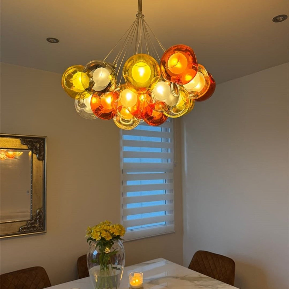 Cluster Glass Pendant Light with Multi-Color Bubble Chandelier - Image 1