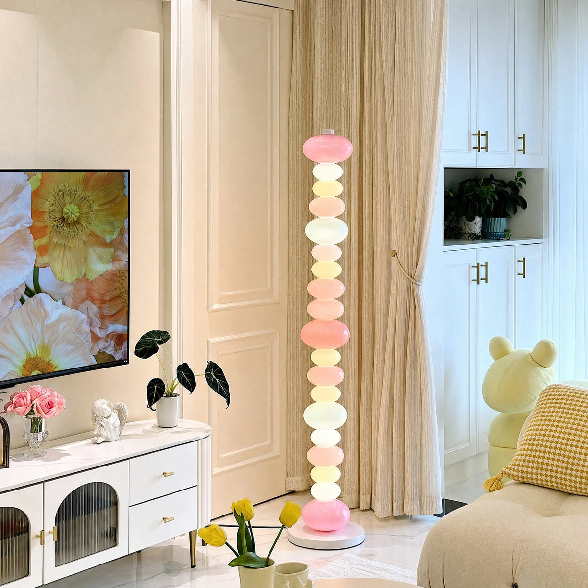 Column Floor Lamp With Stacked Orbs - Image 5