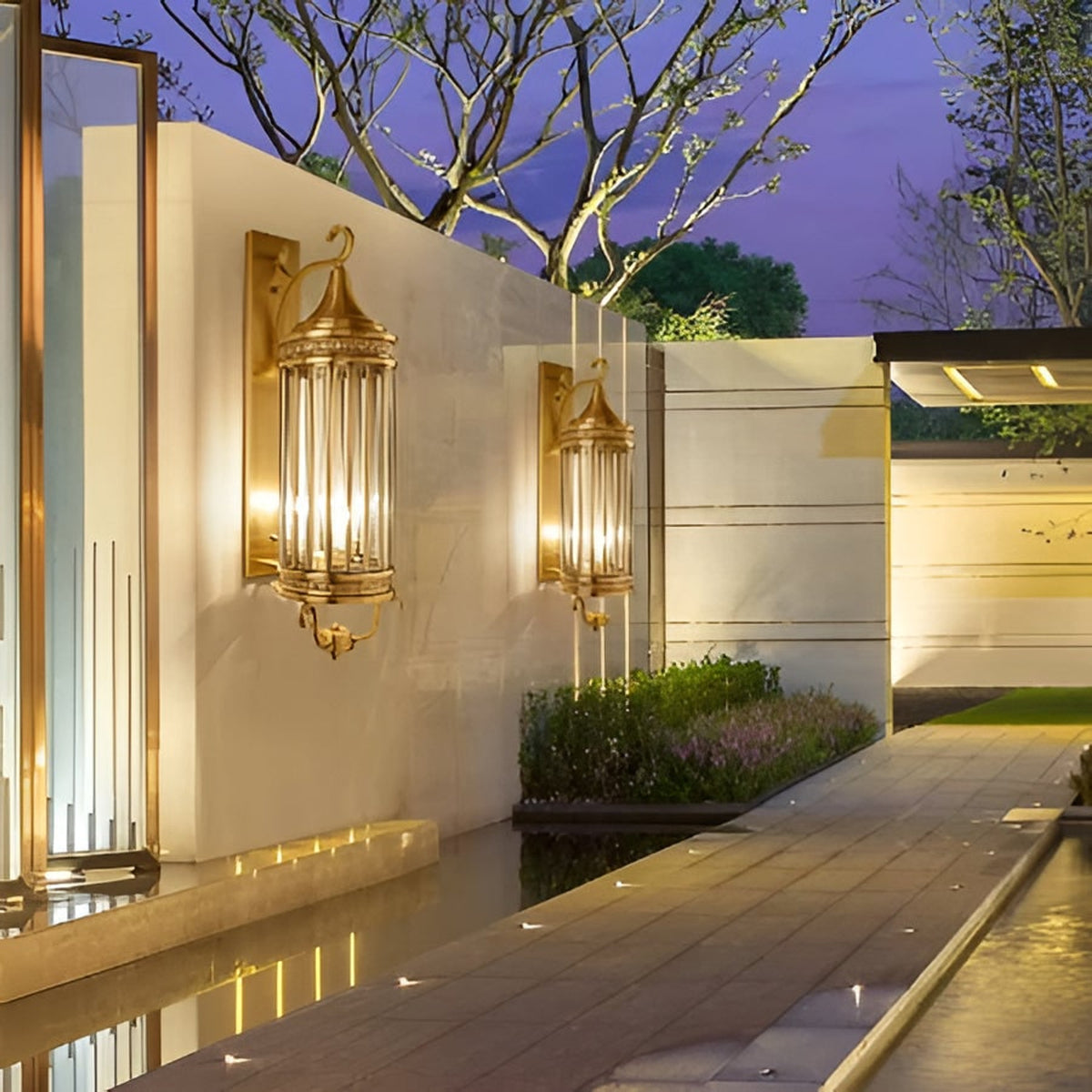 Copper Outdoor Wall Sconce With Glass Panels - Image 2