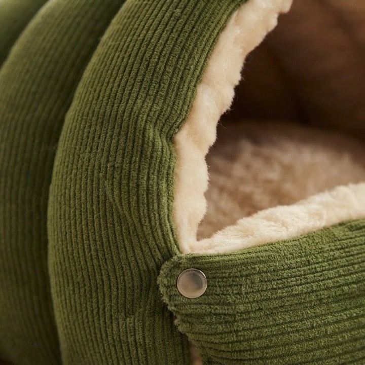 Cord Cuddle Pet Cave Bed With Fleece Lining For Cats And Small Dogs - Image 5