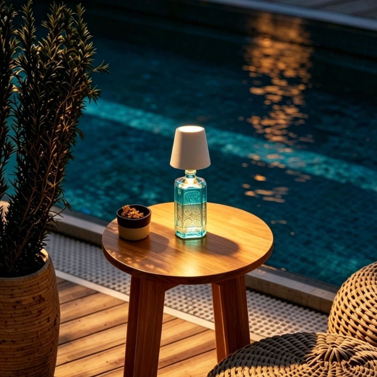 Cordless Rechargeable Bottle Lamp With Metal Lampshade Table Light - Image 15
