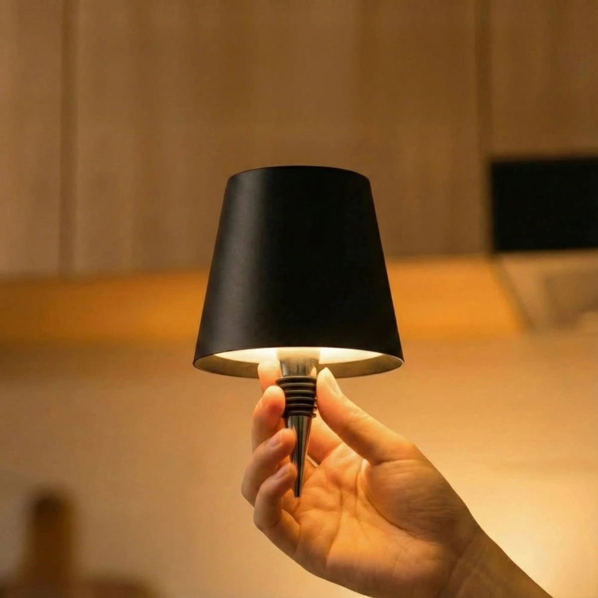 Cordless Rechargeable Bottle Lamp With Metal Lampshade Table Light - Image 20