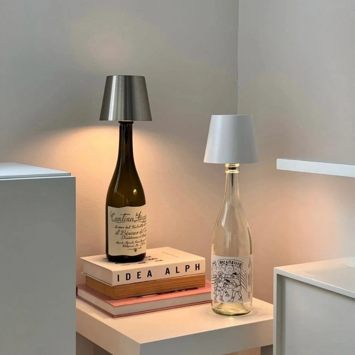 Cordless Rechargeable Bottle Lamp With Metal Lampshade Table Light - Image 18