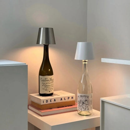 Cordless Rechargeable Bottle Lamp With Metal Lampshade Table Light - Image 18