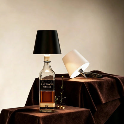 Cordless Rechargeable Bottle Lamp With Metal Lampshade Table Light - Image 2