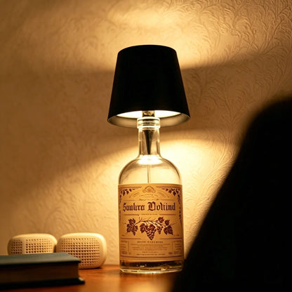 Cordless Rechargeable Bottle Lamp With Metal Lampshade Table Light - Image 4