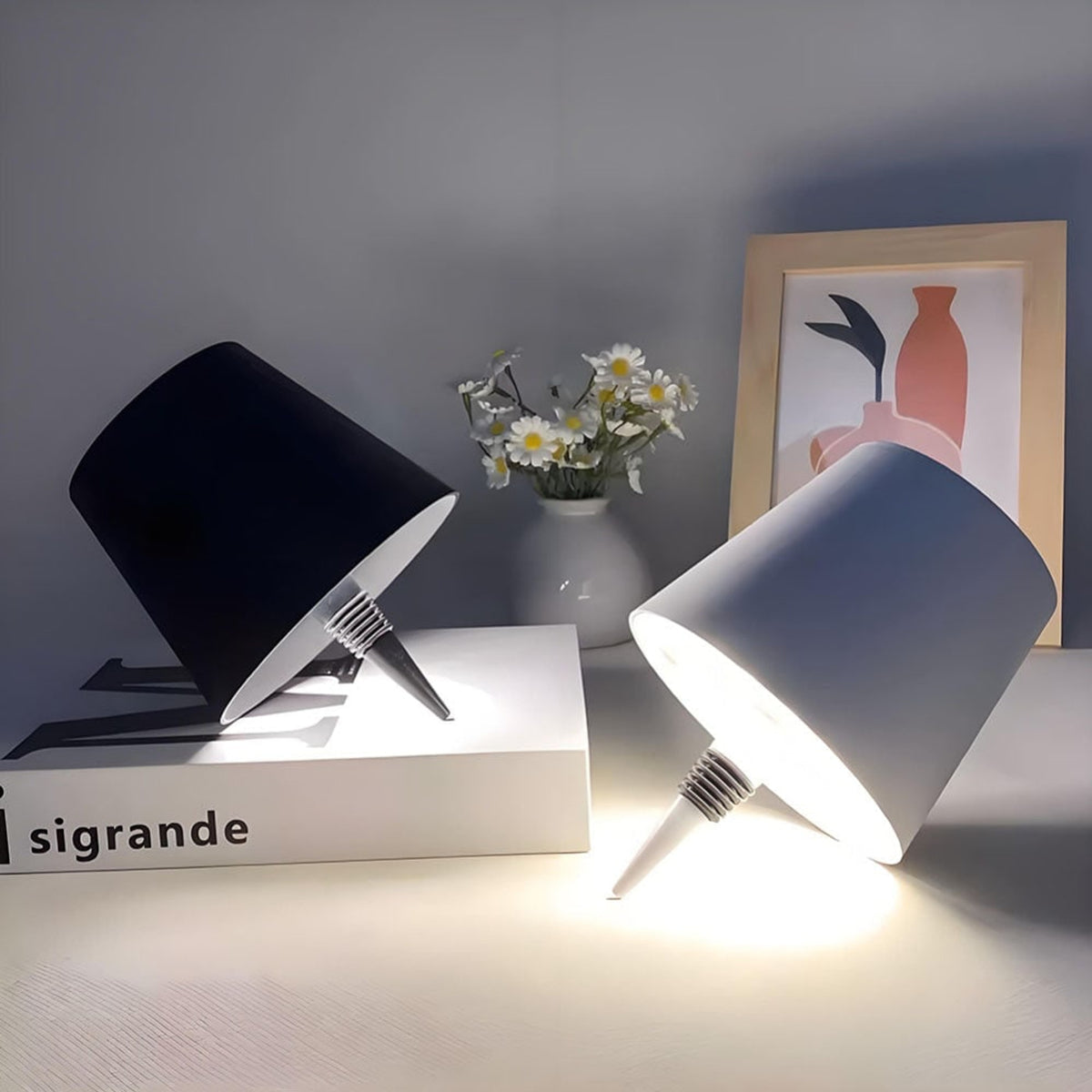 Cordless Rechargeable Bottle Lamp With Metal Lampshade Table Light - Image 22