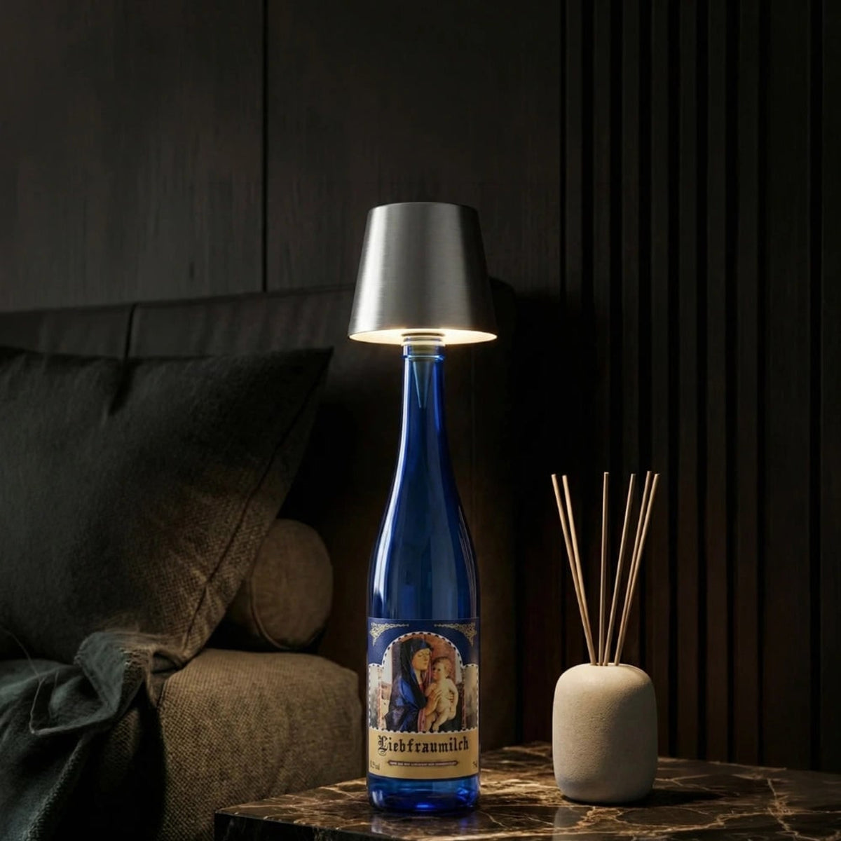 Cordless Rechargeable Bottle Lamp With Metal Lampshade Table Light - Image 17