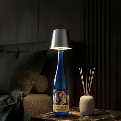 Cordless Rechargeable Bottle Lamp With Metal Lampshade Table Light - Image 17