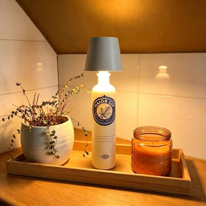Cordless Rechargeable Bottle Lamp With Metal Lampshade Table Light - Image 19