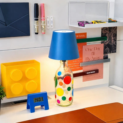 Cordless Rechargeable Bottle Lamp With Metal Lampshade Table Light - Image 14