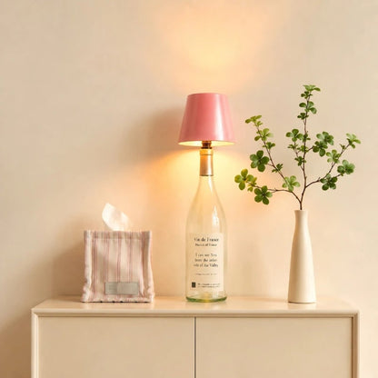 Cordless Rechargeable Bottle Lamp With Metal Lampshade Table Light - Image 8