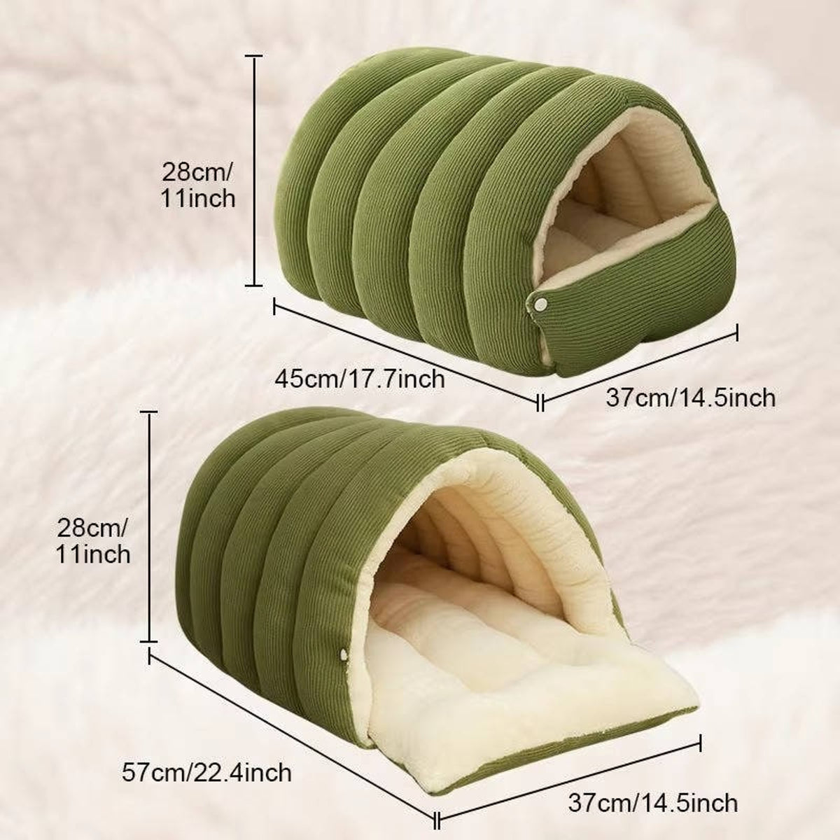 Corduroy Closed Off Pet Bed With Adjustable Entrance - Image 6