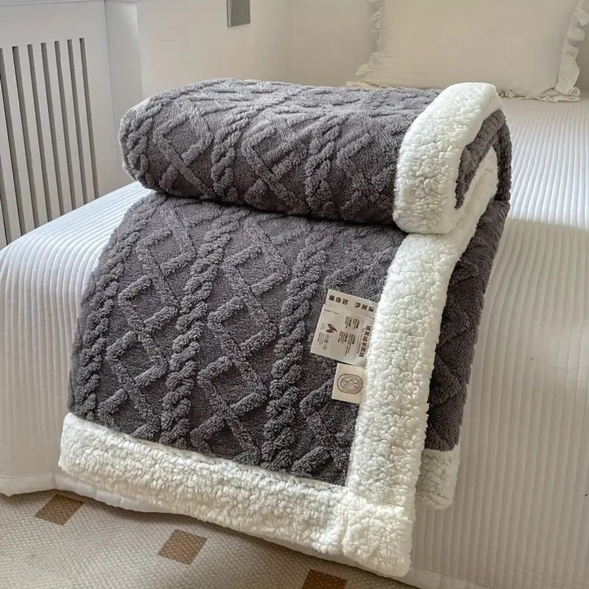 Cosy Reversible Snuggle Sherpa Blanket - Image 2