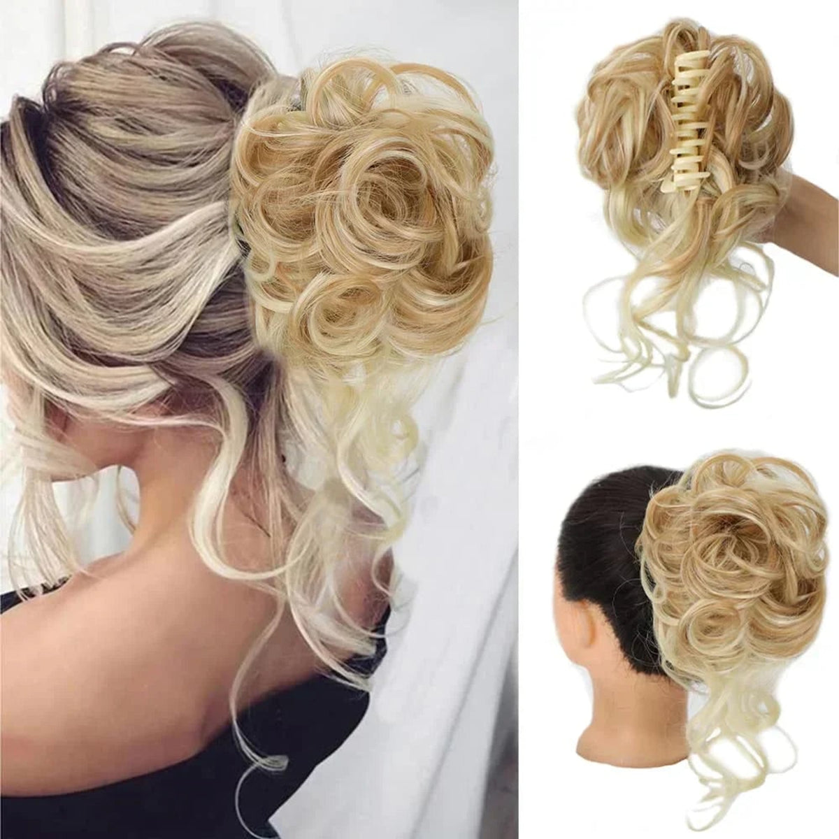 Curly Clip In Hair Bun For Instant Volume And Natural-Looking Updos - Image 2