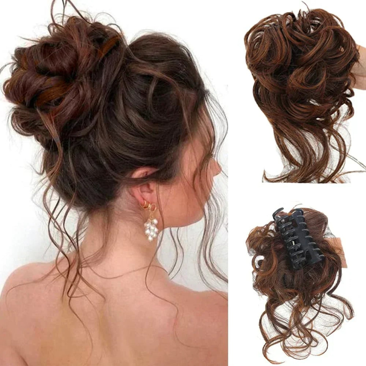 Curly Clip In Hair Bun For Instant Volume And Natural-Looking Updos - Image 7