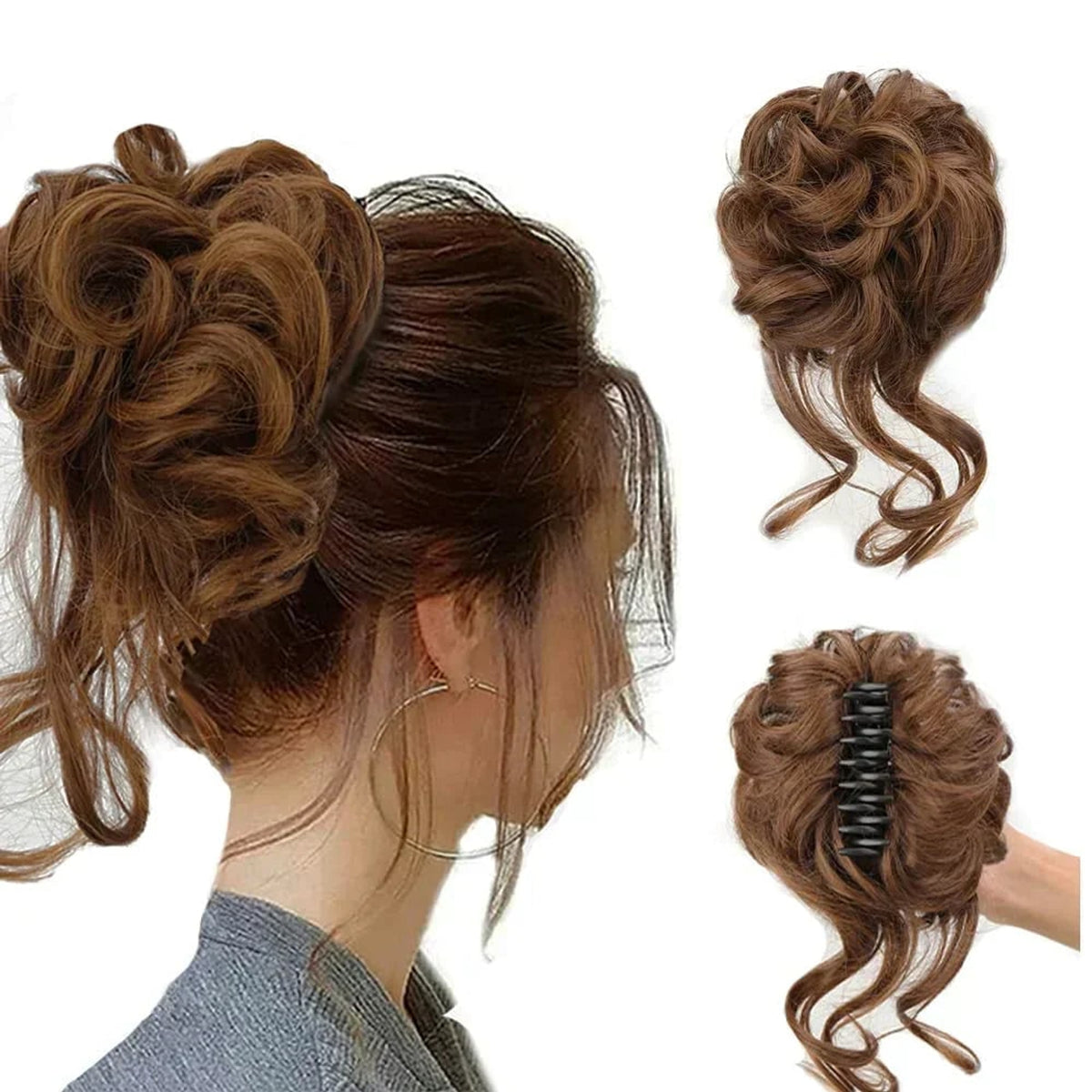 Curly Clip In Hair Bun For Instant Volume And Natural-Looking Updos - Image 4