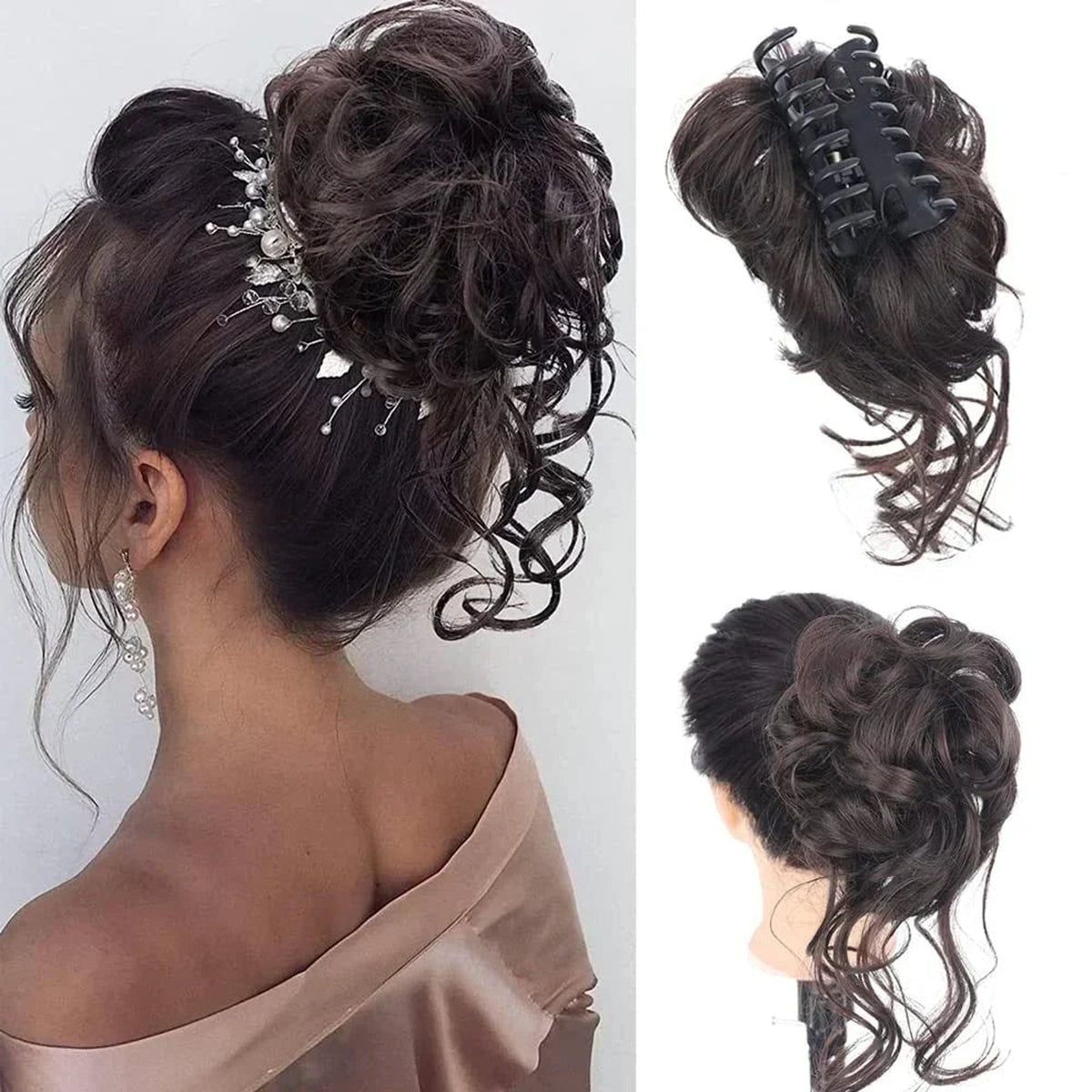 Curly Clip In Hair Bun For Instant Volume And Natural-Looking Updos - Image 6