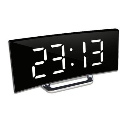 Curved LED Mirror Digital Alarm Clock With Auto-Dimming Display - Image 6
