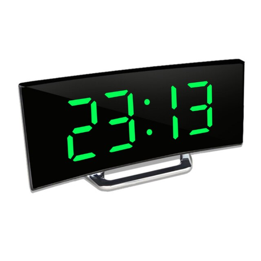 Curved LED Mirror Digital Alarm Clock With Auto-Dimming Display - Image 7