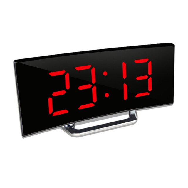 Curved LED Mirror Digital Alarm Clock With Auto-Dimming Display - Image 8