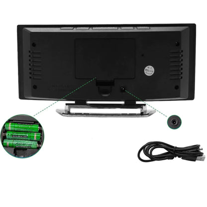 Curved LED Mirror Digital Alarm Clock With Auto-Dimming Display - Image 5