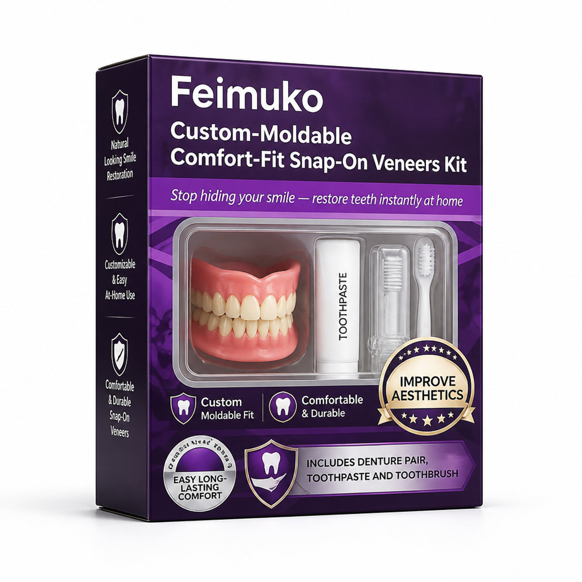 Custom-Moldable Comfort-Fit Snap On Veneers Kit For Instant Natural Smile Restoration - Image 6