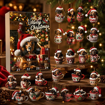 Dachshund Advent Calendar 2026 24 Door Dog Themed Christmas Countdown With Ornaments - Image 1