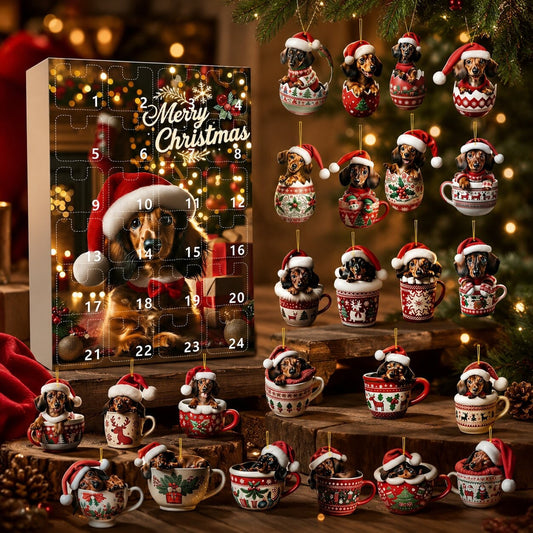 Dachshund Advent Calendar 2026 24 Door Dog Themed Christmas Countdown With Ornaments - Image 1