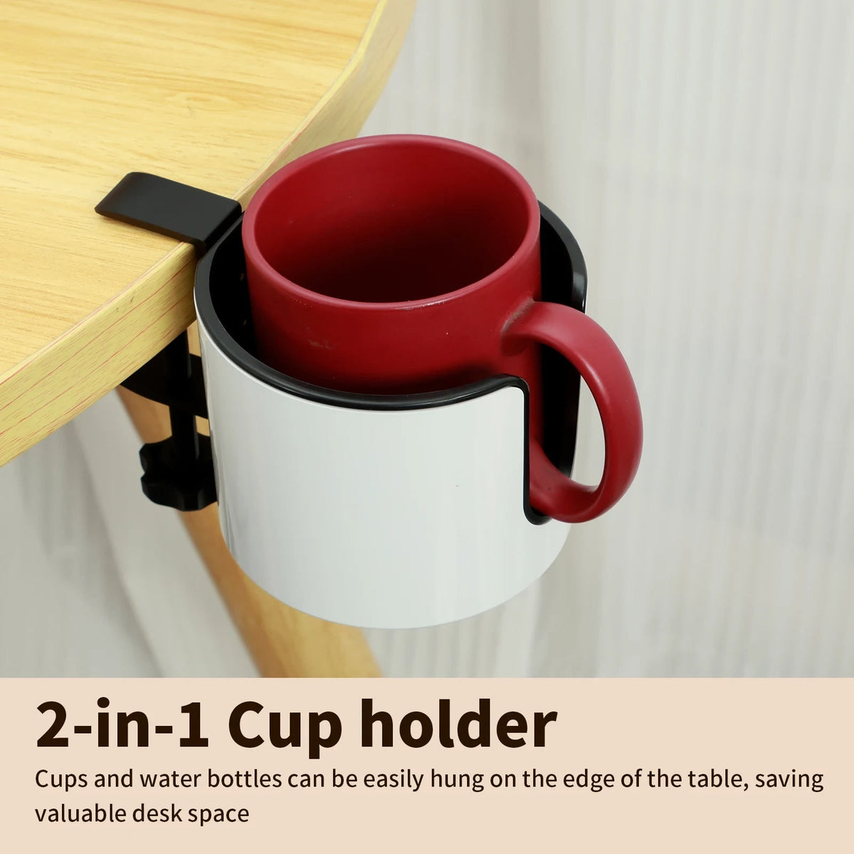 Deskora 2-in-1 Desk Cup Holder With Headphone Hook And Adjustable Clamp - Image 5