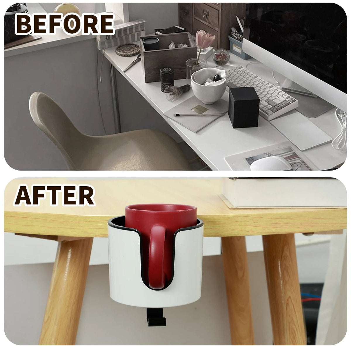 Deskora 2-in-1 Desk Cup Holder With Headphone Hook And Adjustable Clamp - Image 6