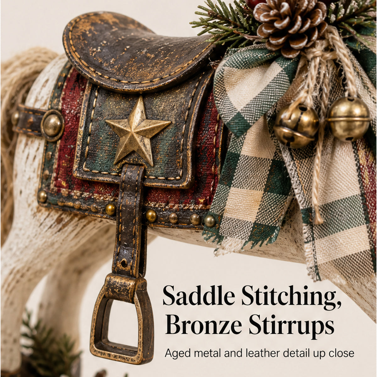 Distressed Whitewash Rocking Horse Christmas Tabletop Decor - Image 9