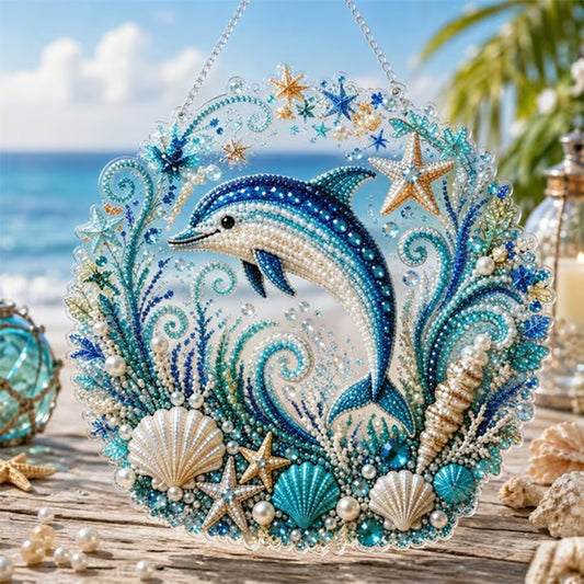 Diy Beaded Mosaic Ocean Pearl Art Kit Round Hanging Plate - Image 13