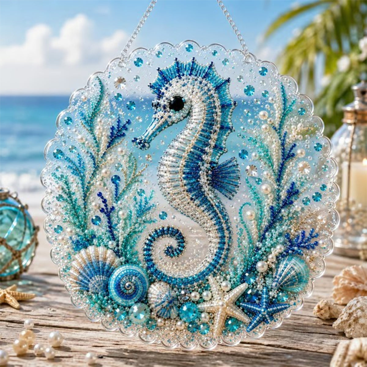 Diy Beaded Mosaic Ocean Pearl Art Kit Round Hanging Plate - Image 14