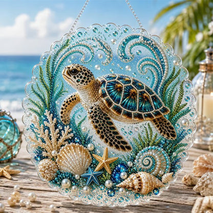 Diy Beaded Mosaic Ocean Pearl Art Kit Round Hanging Plate - Image 17