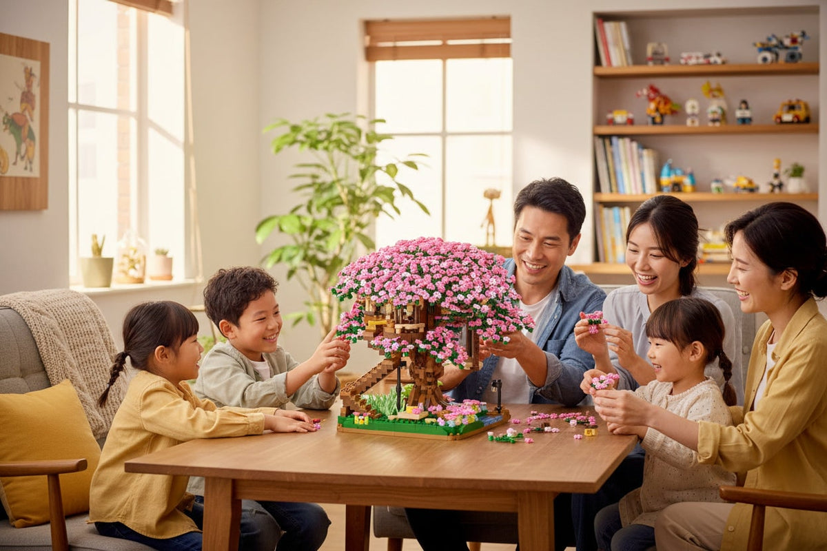 Diy Cherry Blossom Tree House Building Blocks 2138-Piece Pink Train Model Kit For Kids - Image 4