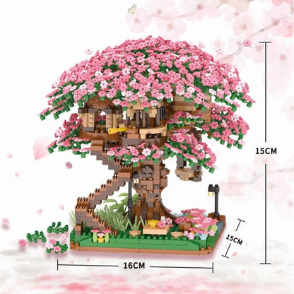 Diy Cherry Blossom Tree House Building Blocks 2138-Piece Pink Train Model Kit For Kids - Image 9