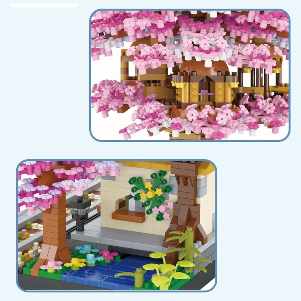 Diy Cherry Blossom Tree House Building Blocks 2138-Piece Pink Train Model Kit For Kids - Image 3