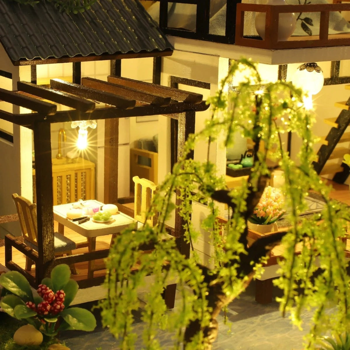 Diy Miniature House Kits Wooden Model Kit With Illuminated Interior - Image 3